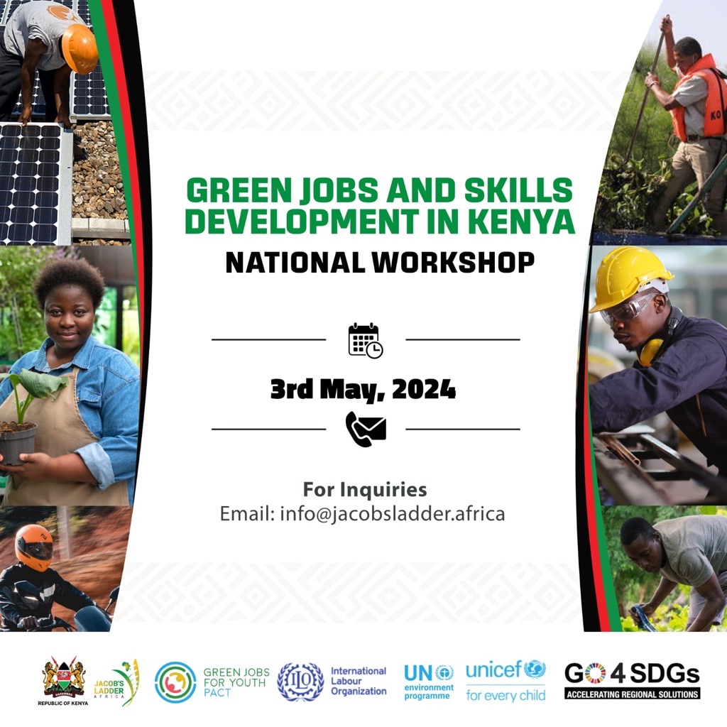 📢Kenya 🇰🇪 is set to host the first national workshop on green jobs and skills development bringing together youth, government, academia, employers and entrepreneurs. 📆3 May 2024 📍 Nairobi. Looking forward to impactful conversations on green jobs and skills development.