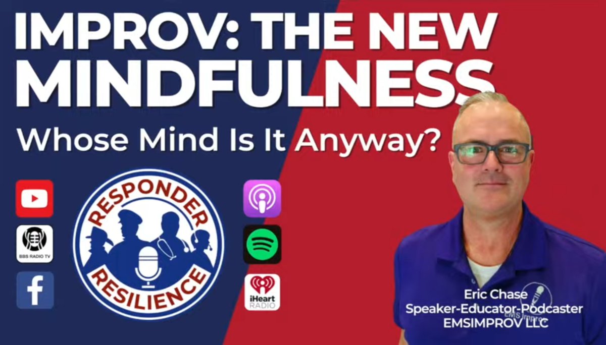 Thank you Responder Resilience Podcast, David & Bonnie, for the opportunity to share #EMSIMPROV & benefits of #AppliedImprovisation #Engage be #Mindful tell your #Story #Resilience #Yes #Failure #Leadership #Collaboration #Wellness & more emsimprov@gmail.com