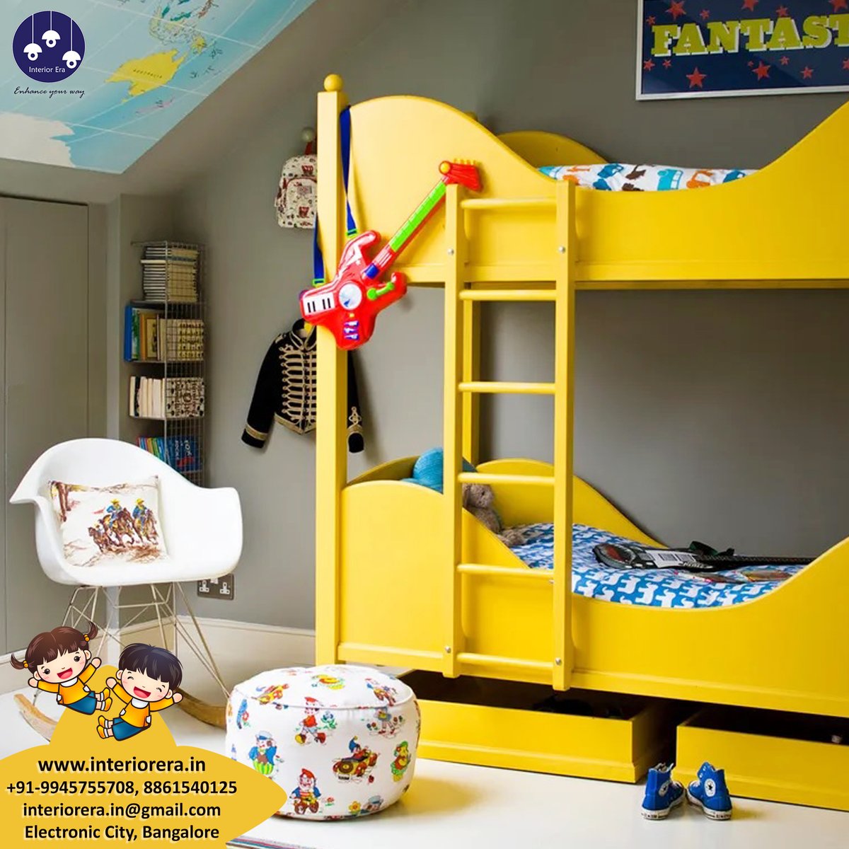 Designing A Kid’s Room With Bright And Bold Ideas Can Transform It Into A Lively And Energizing Space...!

#home #homedesign #homeinterior #interior #interiros #InteriorDesignMasters #interiorstyle #kids #kidsroom #kidsroominteriordesign #childrensroom #electroniccity #bangalore