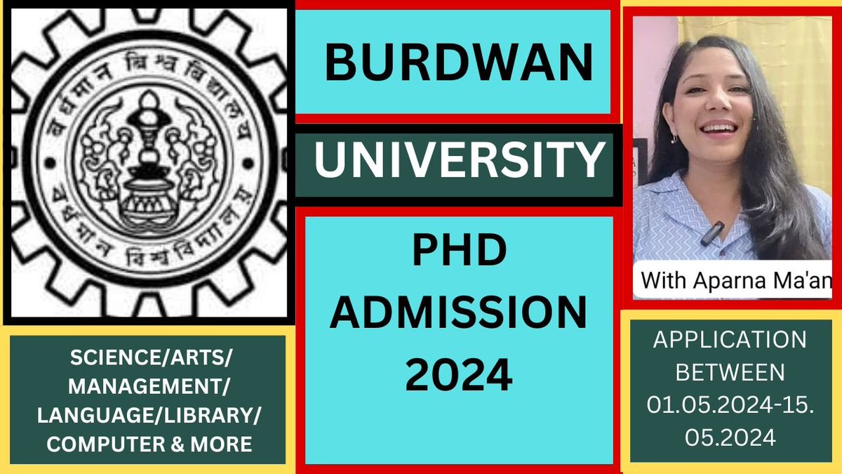 #burdwanuniversity-
#phdadmission2024-
#phdadmission-
#scholarjobupdates-
#aparnadas-
The University Of Burdwan invites applications for ADMISSION to PHD PROGRAMME 2024 in various disciplines..For details visit Scholar Job Updates 👇
youtube.com/@SCHOLARJOBUPD…