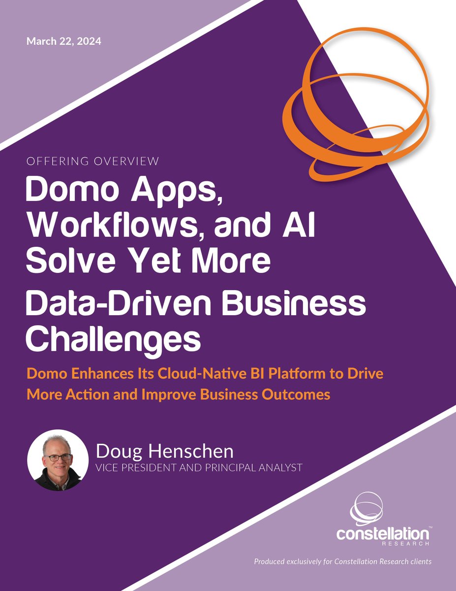 .@DomoTalk Apps, Workflows, and AI Solve Yet More Data-Driven Business Challenges bit.ly/4asaO1t Domo enhances its cloud-native BI platform to drive more action and improve business outcomes – by @DHenschen @constellationr #Domopalooza #DP24