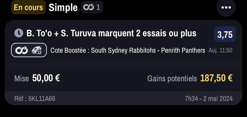Enorme erreur sur wina pour le match de ce matin ils ont boosté le duo Too/Turuva over 1,5 mais ils l’ont booste depuis la cote du over 2,5

Enorme value ici
Mise 50€