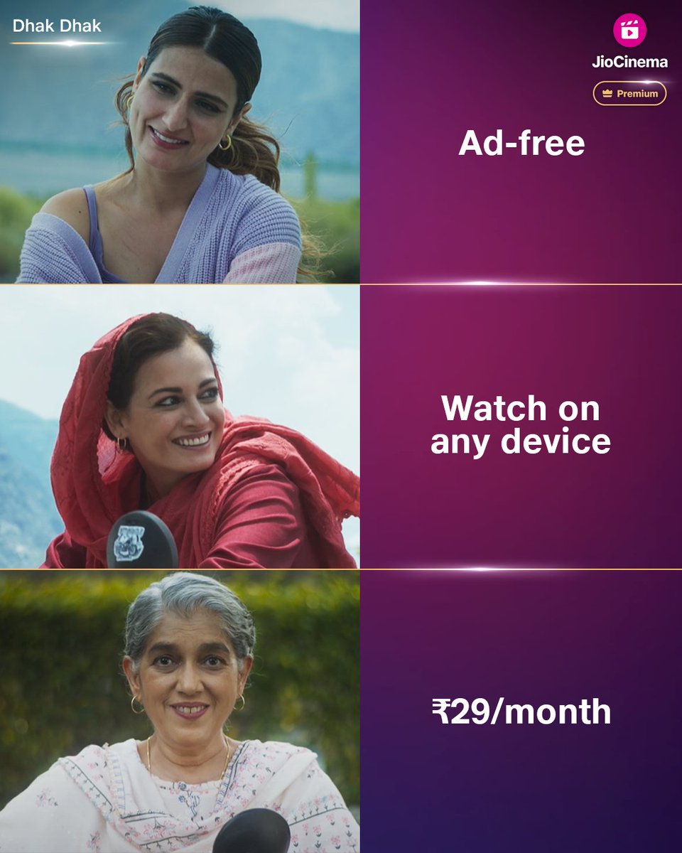 The Dhak Dhak ladies are delighted with our plan, have you checked it out yet?

Subscribe to JioCinema Premium at Rs.29 per month.
Exclusive content. Ad-free. Any device. Up to 4K.

#DhakDhakOnJioCinema #JioCinemaPremium #JioCinemaKaNayaPlan #JioCinema