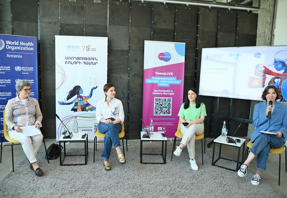 #WorldHealthDay2024 Campaign was launched jointly with @WHOArmenia and TeensLIVE Armenia. Adolescents met with Ms. Anahit Avanesyan and raised healthy lifestyle questions. 📷 #MyHealthMyRight digital artwork contest was also announced: details shorturl.at/oEIVX