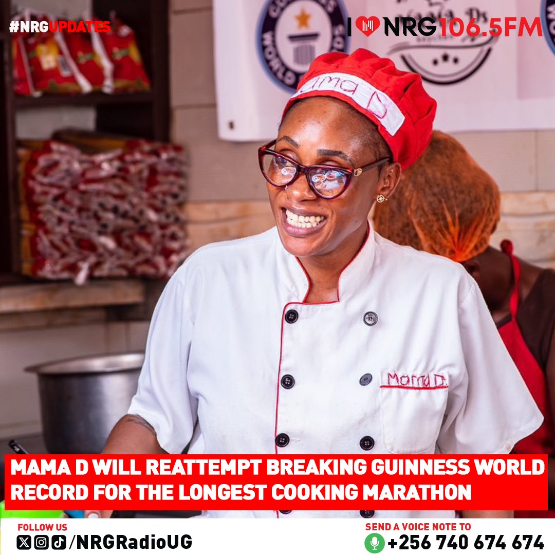 In June, @Mama_d256 will try again to set the Guinness World Record for the Longest Cooking Marathon by an Individual, also known as the Cookathon.🇺🇬💯 Will she break the record again? #NRGUpdates | #NRGRadioUG