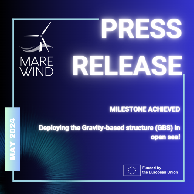 📢 Press release out ❗ The #MAREWIND project has achieved a significant milestone by deploying the Gravity-based structure in open sea🌊♻️🌍 Read it here➡ marewind.eu/wp-content/upl… More results here➡marewind.eu/documents/ #offshorewindenergy #offshorewind #sustainable