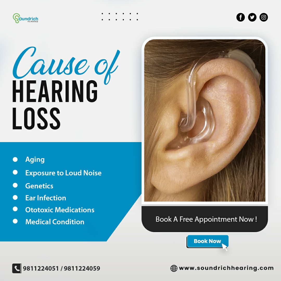 👂 Struggling with hearing loss? 🤔 Did you know that exposure to loud noises, aging, and genetics can contribute to it? 🎧 With Soundrich's cutting-edge technology in hearing aids, you can rediscover the world of sound with clarity and comfort! 

#soundrichhearing #HearingAids