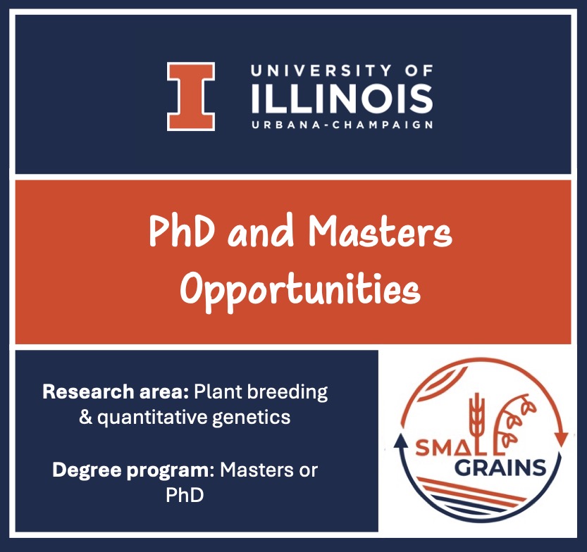 I'm looking for graduate students in 2025. Please visit smallgrains.web.illinois.edu/wp/join-us/ for more details and to apply.