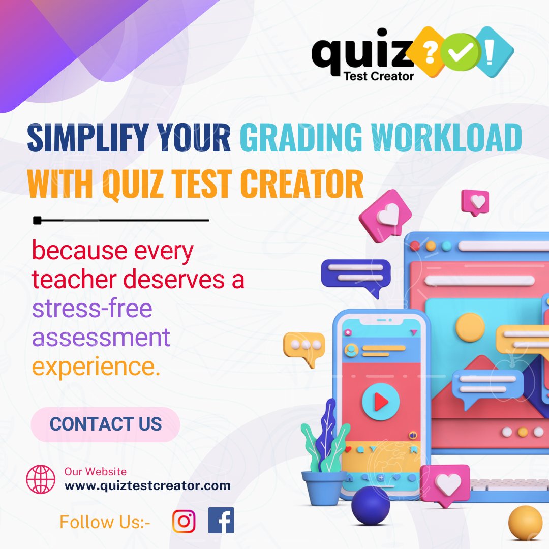 QuiztestCreator's tweet image. Let Quiz Test Creator lighten your load—because your time should be spent inspiring, not grading.

Take the action -Sign Up Now! Visit Now: quiztestcreator.com

#GradingMadeEasy #AssessmentSimplified #EducatorTools #TestCreation #TeacherResources  #Quiztestcreator