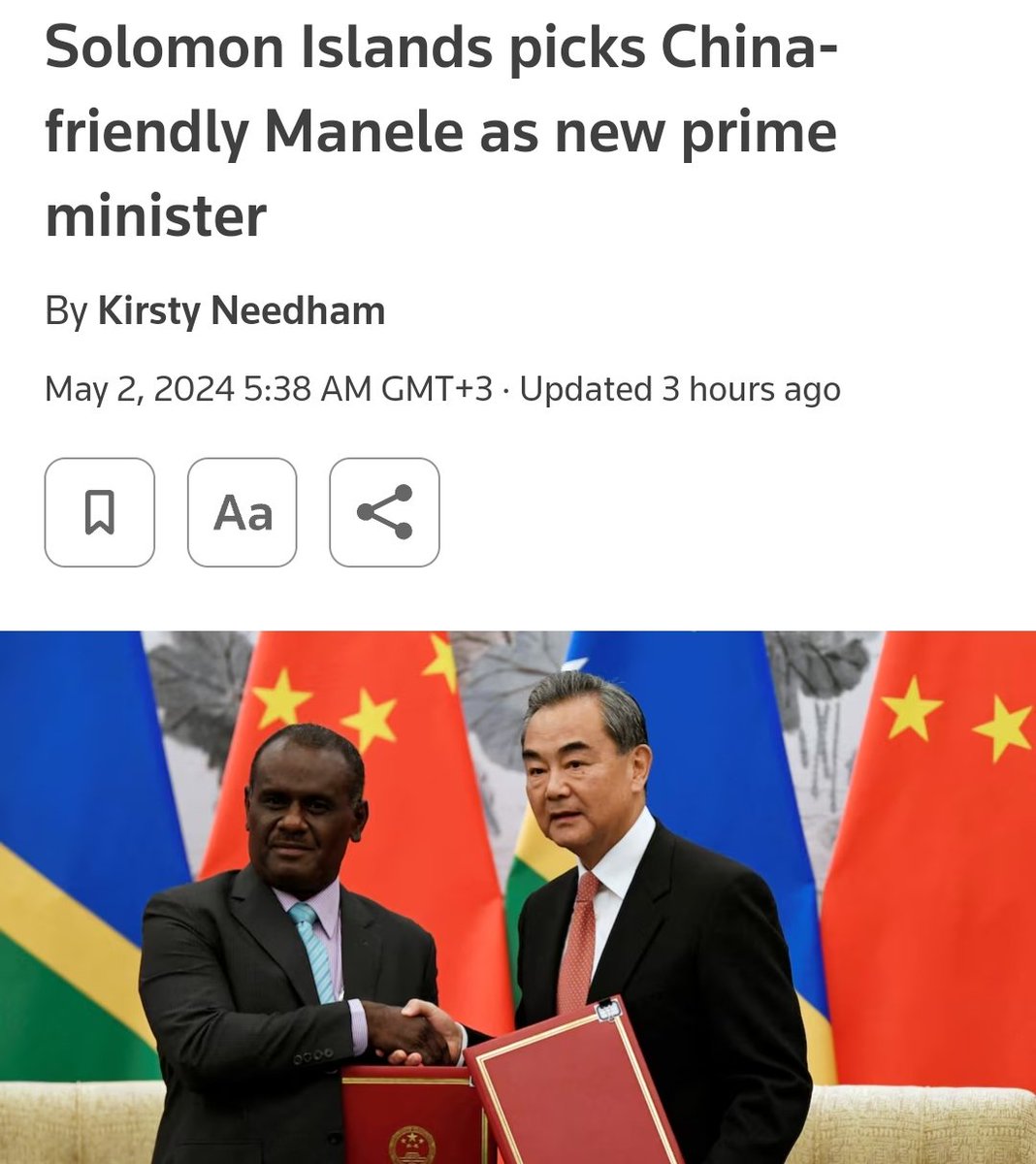 No switch against good relations with #China in the #SolomonIslands -  disappointing the Australian colonial media.   reuters.com/world/asia-pac…