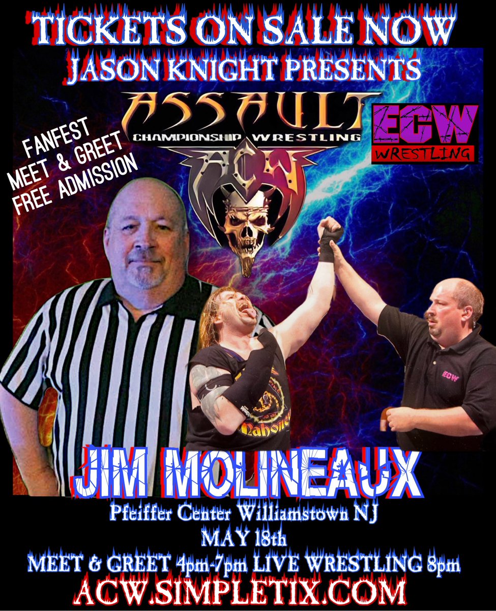 FREE ADMISSION TO ASSAULT CHAMPIONSHIPS FANFEST MAY 18th IN WILLIAMSTOWN NJ Meet some of your favorite wrestlers. Shop Vendors. Jason Knight has opened FANFEST with free admission to the public from 4-7pm prior to the EQUINOX XXVI Show at 8pm Visit ACW.SIMPLETIX.COM to get…