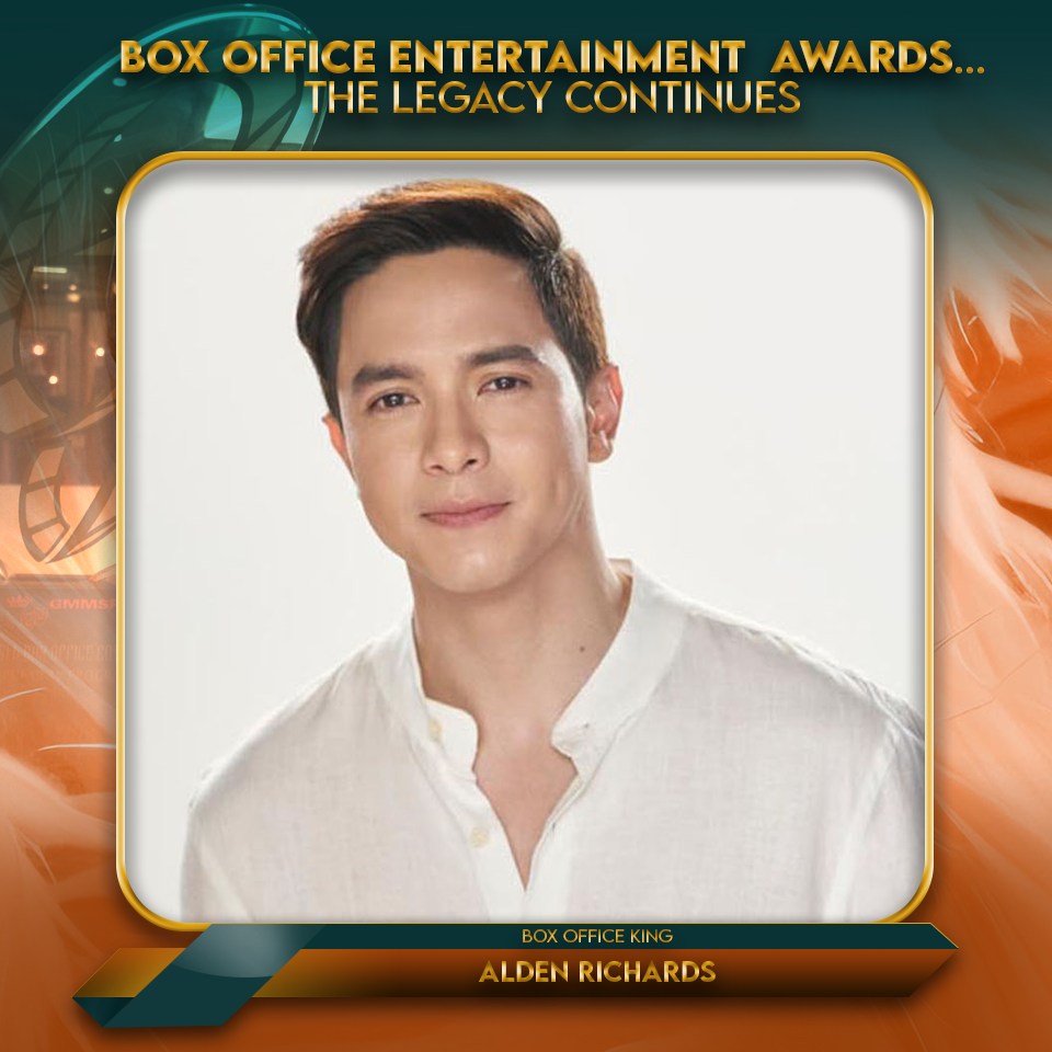 CONGRATULATIONS to our KING and to the Box Office Entertainment Awards: BOX OFFICE KING --

MR. ALDEN RICHARDS 👑

Thank you also to Julia, Direk Ayrin, MYRIAD Entertainment, GMA Pictures, Cornerstone Studios, and the whole Five Breakups And A Romance team! 🙏🏻

If not for all of