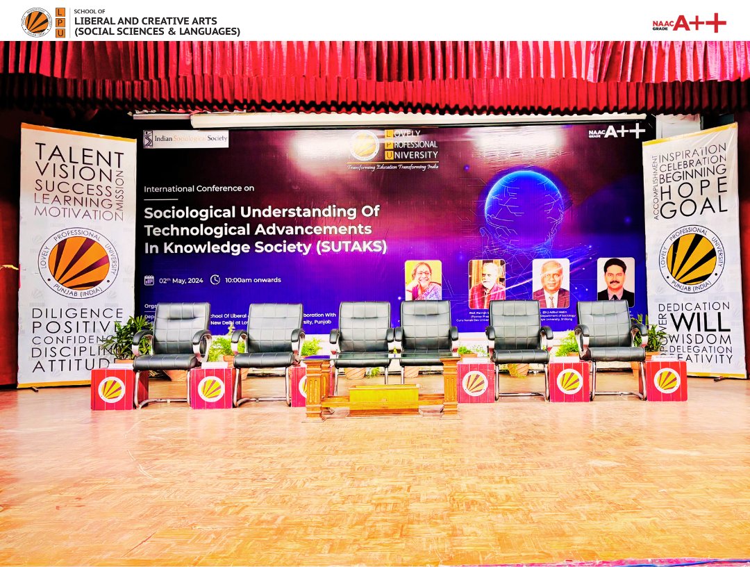 Count Down Started...
International Conference on 'Sociological Understanding of Technological Advancements in Knowledge Society' (SUTAKS,2024) 

#lpu #lpuuniversity #lovelyprofessionaluniversity #socialsciencesatlpu #SocialSciences #InternationalConference2024 #ThinkBig