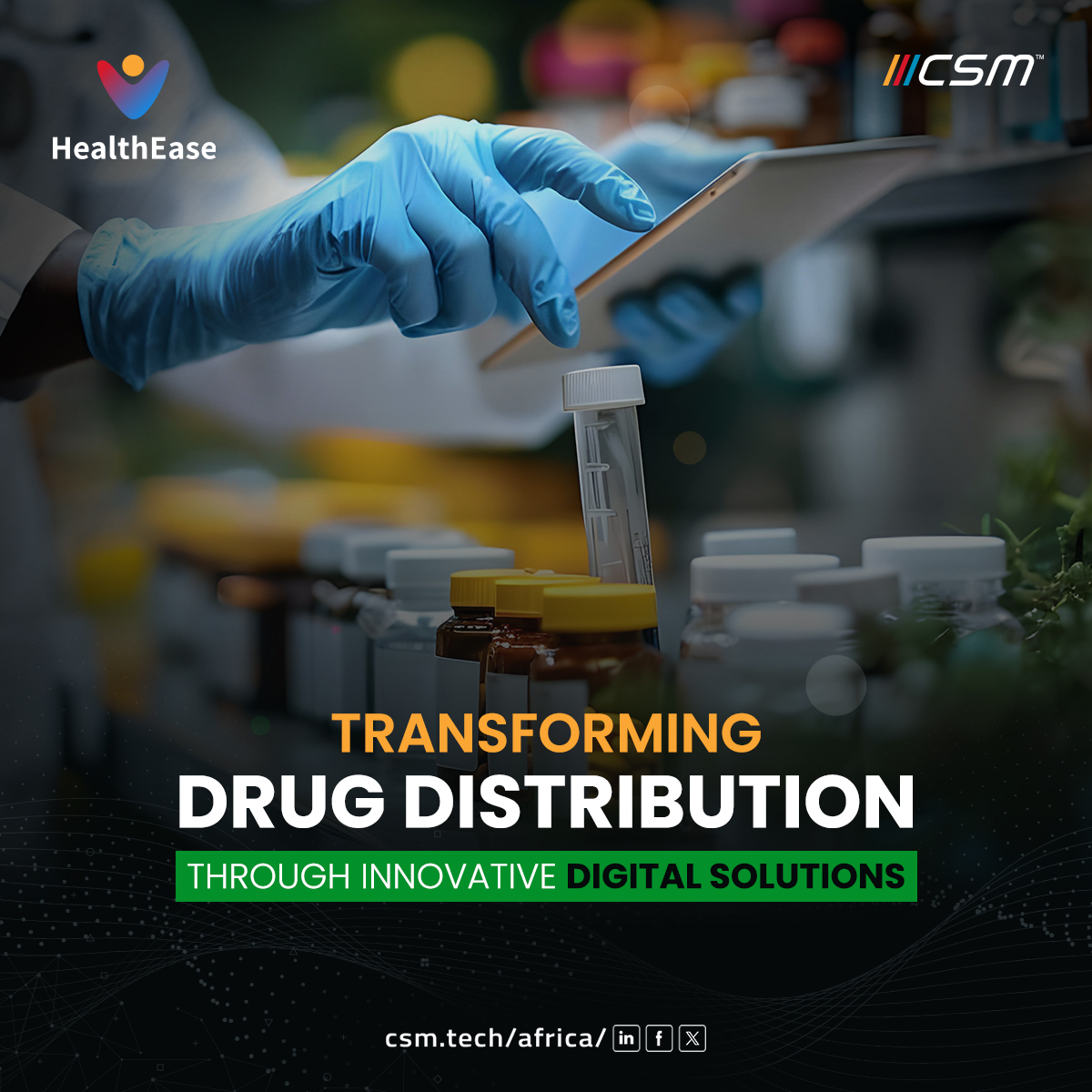 From procurement to delivery, we're transforming the pharmaceutical supply chains. 

👉Learn more: bit.ly/3WtMJUt 

#CSMTech #CSMTechAfrica #HealthTech #DigitalHealthcare #DrugDistributionSystem #SupplyChain