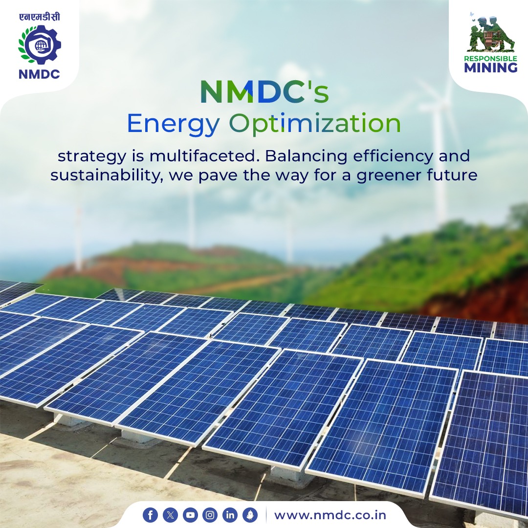 To optimize energy usage, we've embraced a multifaceted strategy. With solar panels at Bacheli, and operational regenerative downhill conveyors at Donimalai, we're committed to an integrated approach. #NMDC #ResponsibleMining