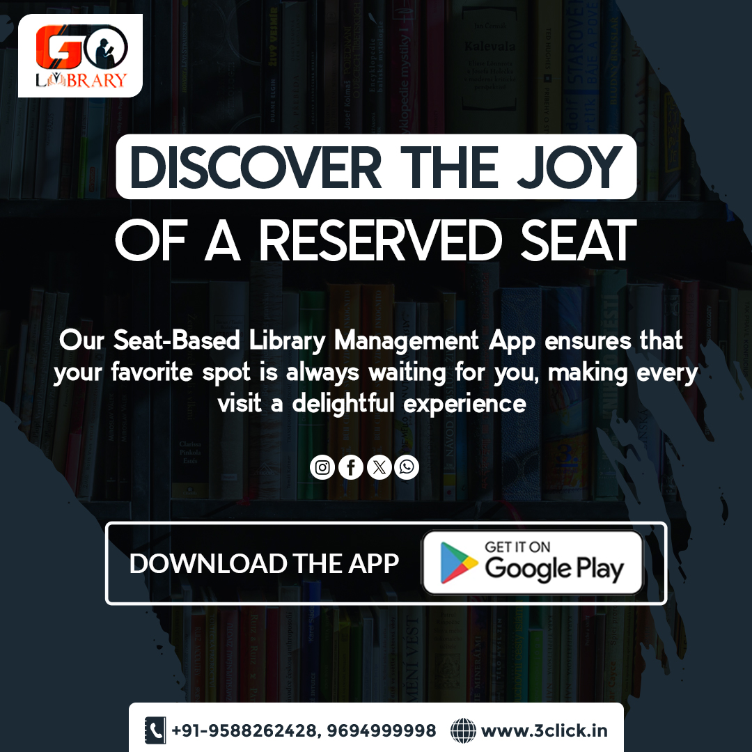 Say goodbye to library seat wars!  Reserve your spot with Golibrary & focus on what matters. #GolibraryApp #libraryapp #LibraryMobileApp #LibraryManagementApp #librarymanagement #librarymanagerapp #libraryapplication #apptomanagelibrary #librarymobileapplication #librarysoftware