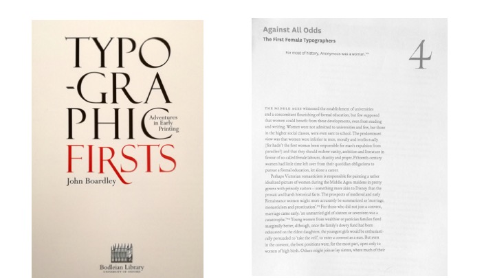 Anna Rügerin, considerada la primera mujer en figurar como impresora en un colofón de Ausburgo de 1484 en el libro de John Boardley, Typograhic firsts: adventures in early printing, ideal para interesados al mundo incunable.