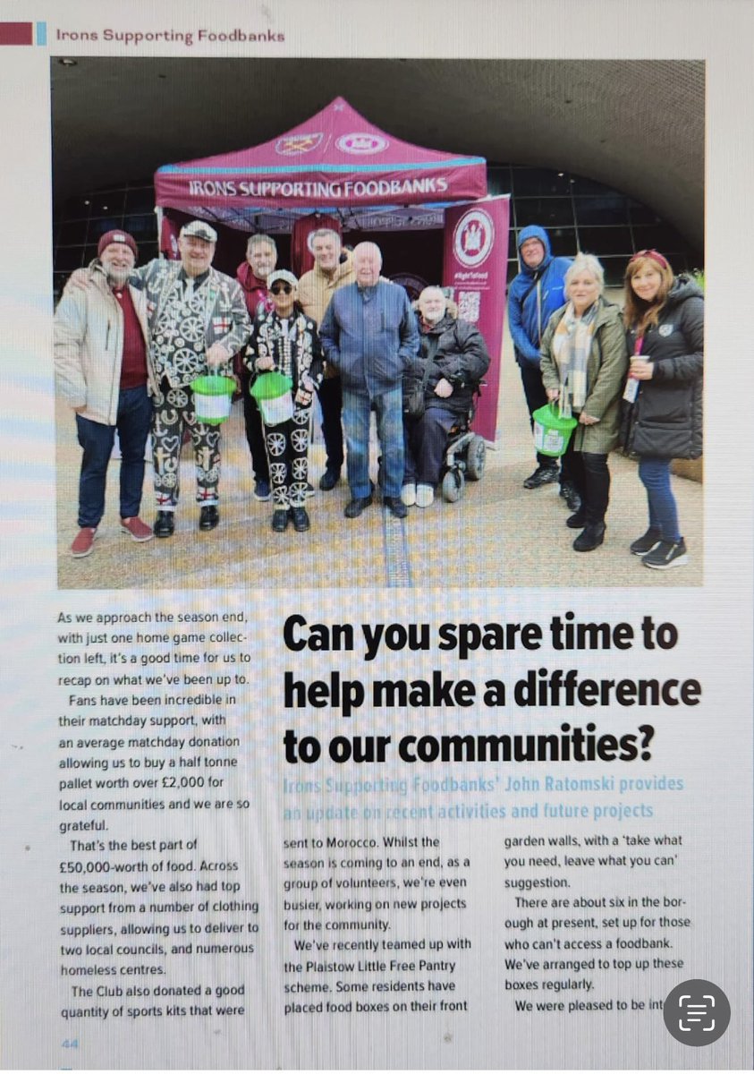 Great to feature irons supporting foodbanks in the forever blowing bubbles magazine- we have a new monthly slot! Very exciting ❤️ But seriously… can you help us raise more money? Volunteer or perhaps have a day at your local work where you all wear a football shirt to raise…