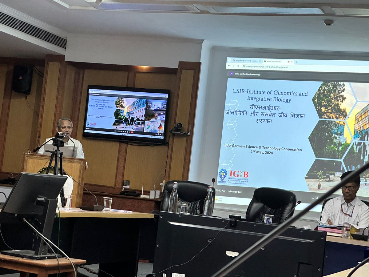 During the visit of German delegation from 29th April to 2nd May, our Director @souvik_csir talks about the strengths, opportunities and highlights of various scientific programs at @IGIBSocial and scope for future collaboration with German institutions.

@CSIR_IND @HRDG_CSIR