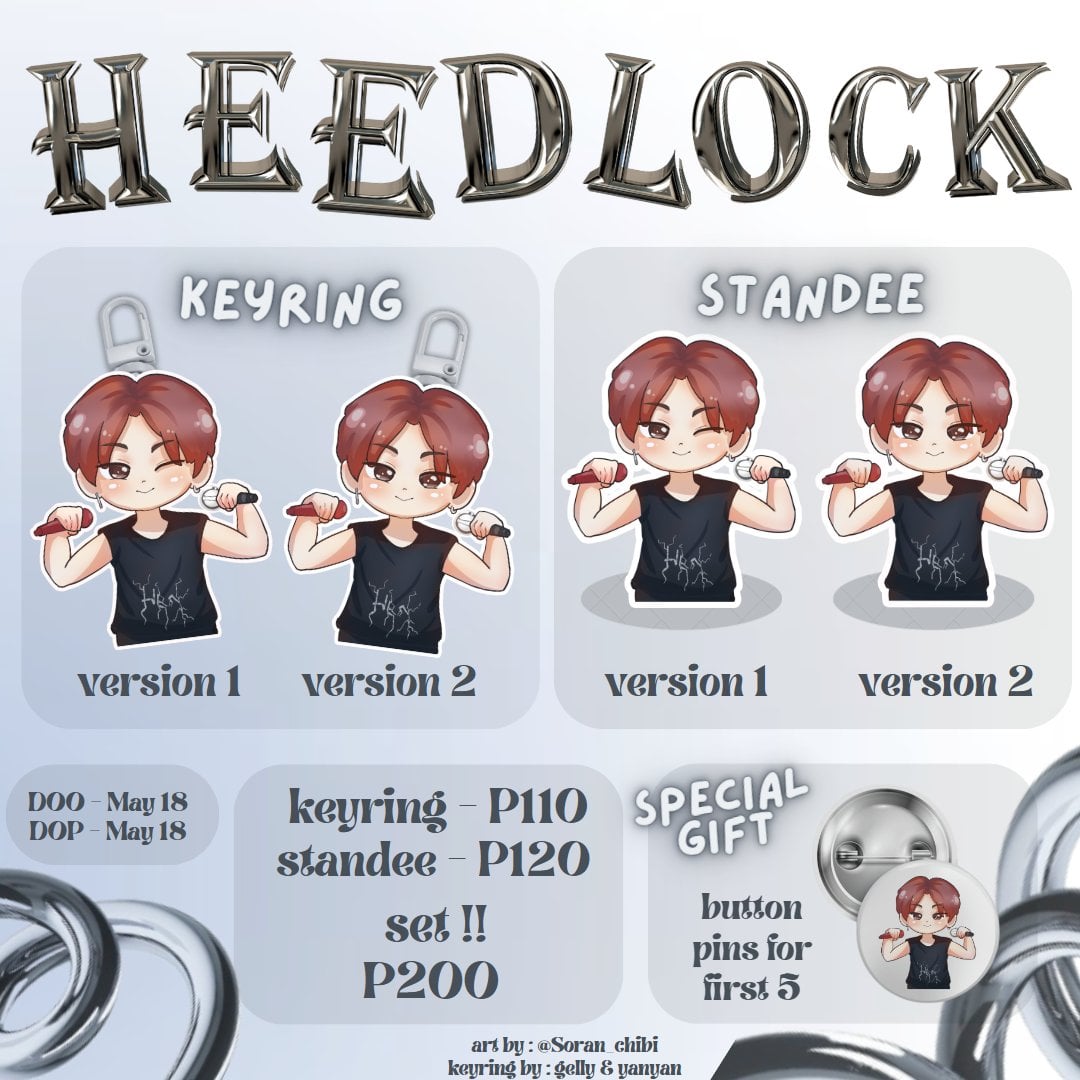 💪🏻 HEEdlock ੈ✩‧₊˚ acrylic keyring and standee by @s4ssyddeonu & @_sparken ੈ✩‧₊˚ order form:forms.gle/zzU3V6PfLyjZ76… DOO: May 18 DOP: May 18 ꒰⁠⑅⁠ᵕ⁠༚⁠ᵕ⁠꒱⁠˖⁠♡ Open for SDM, just DM us RT lottery: 1 version of keyring art by : @Soran_chibi