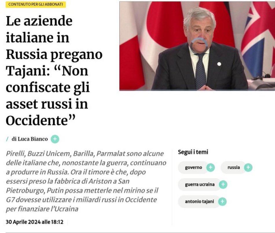 Ma veramente? Queste aziende continuano a commerciare con un regime terrorista ed assassino e pretendono pure di avere parola? Che Putin gli sequestri fino all’ultimo centesimo, fa benissimo per una volta.