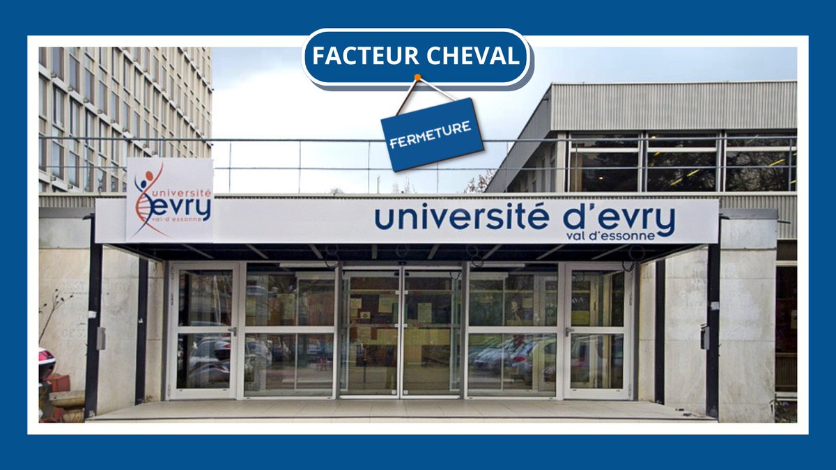 [⚠️ Infos pratiques] RAPPEL :

Le bâtiment du Facteur Cheval est fermé pour travaux. 
La bibliothèque de l'UFR SHS est donc fermée jusqu'à nouvel ordre.

Merci de votre compréhension !

@UnivEvry