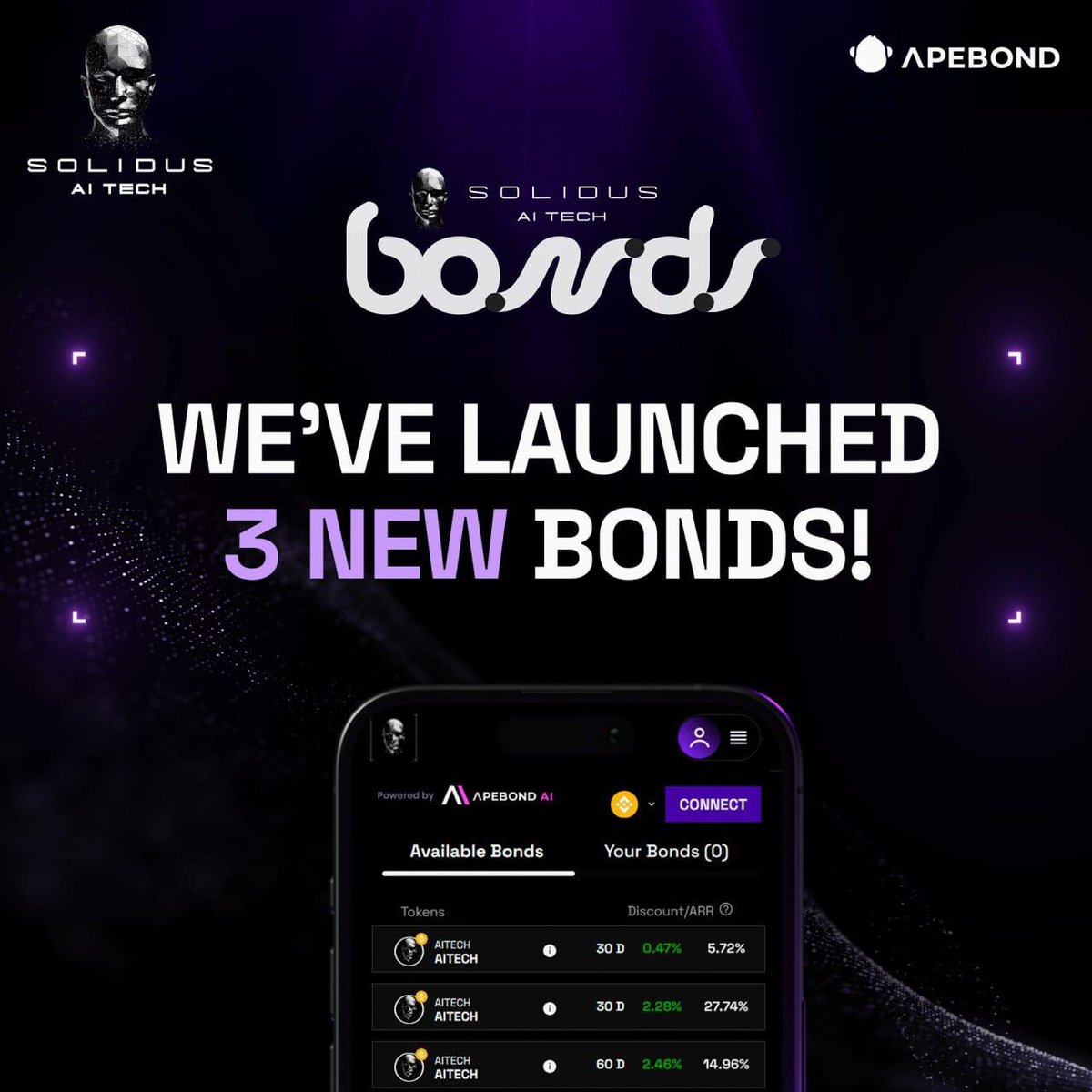 💥 3 New Bonds by AITECH!

💫 AITECH has launched three new bonds tailored specifically for its vibrant community. These bonds aim to strengthen AITECH and its community, facilitating growth and, innovation. The community members can purchase these bonds at a discounted price and