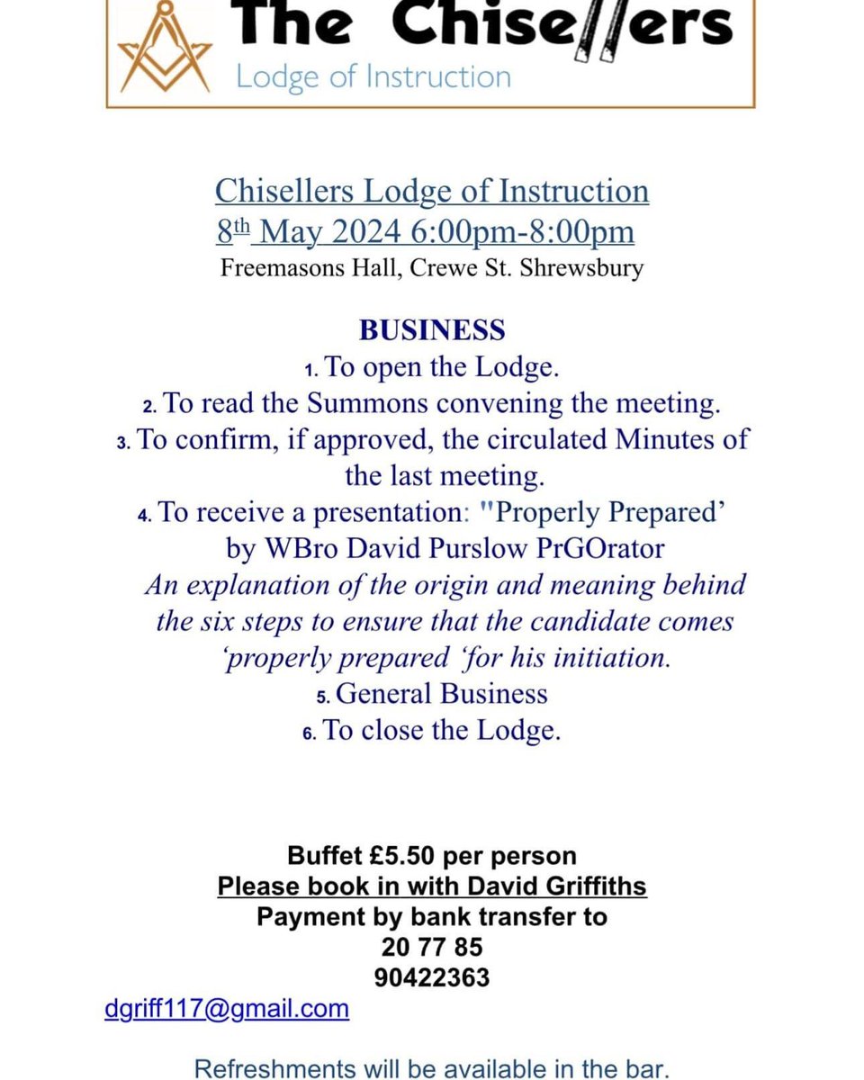 All are welcome at this Lodge of instruction #Freemasons #Freemasonry