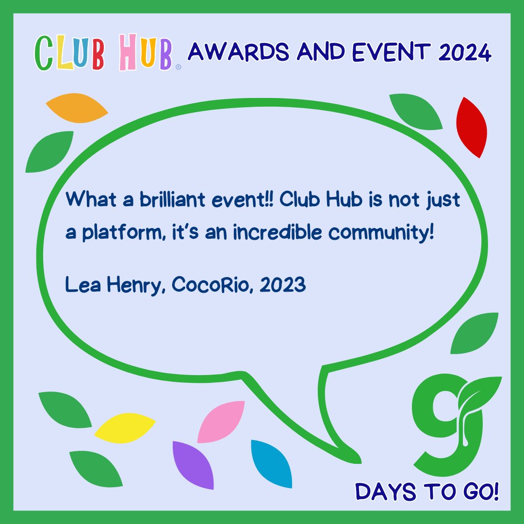 Just 9 Days to go till the Club Hub Event 2024! A fantastic social day for us all to meet up, learn from workshops and celebrate our amazing sector! Thank you CocoRio for you lovely review at last yea's event. Book Now: clubhubuk.co.uk/event-tickets/… #ClubHubEvent2024
