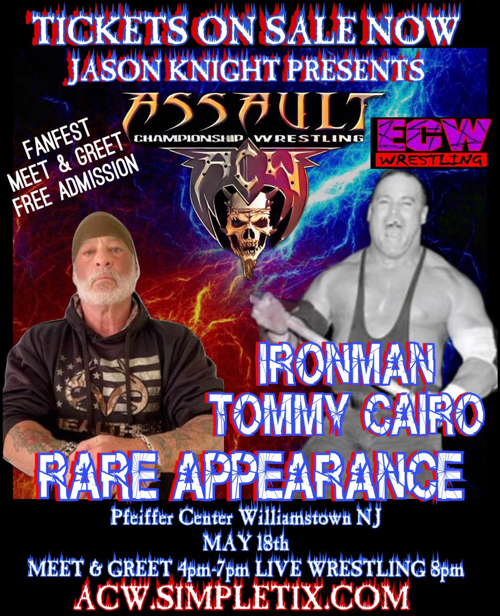 FREE ADMISSION TO ASSAULT CHAMPIONSHIPS FANFEST MAY 18th IN WILLIAMSTOWN NJ Meet some of your favorite wrestlers. Shop Vendors. Jason Knight has opened FANFEST with free admission to the public from 4-7pm prior to the EQUINOX XXVI Show at 8pm Visit ACW.SIMPLETIX.COM to get…