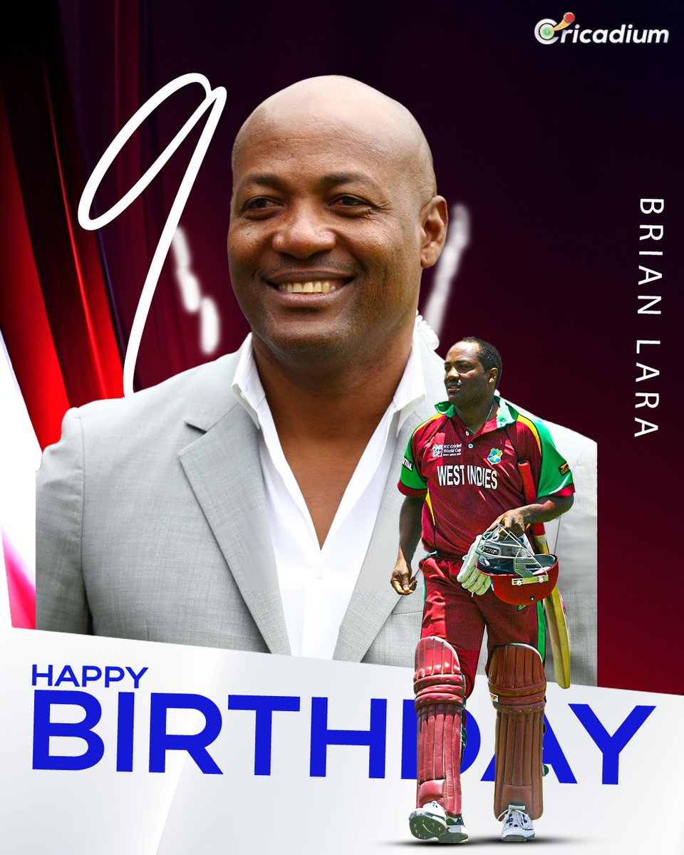 Wishing a happy 55th birthday to the West Indian legend🎂 #BrianLara #HappyBirthday