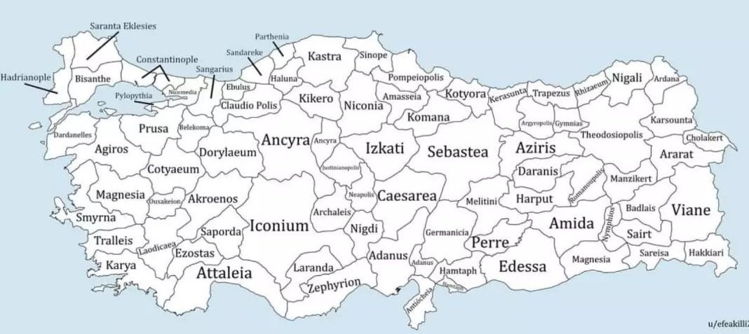 Türkiye'de illerin Roma dönemindeki isimleri.