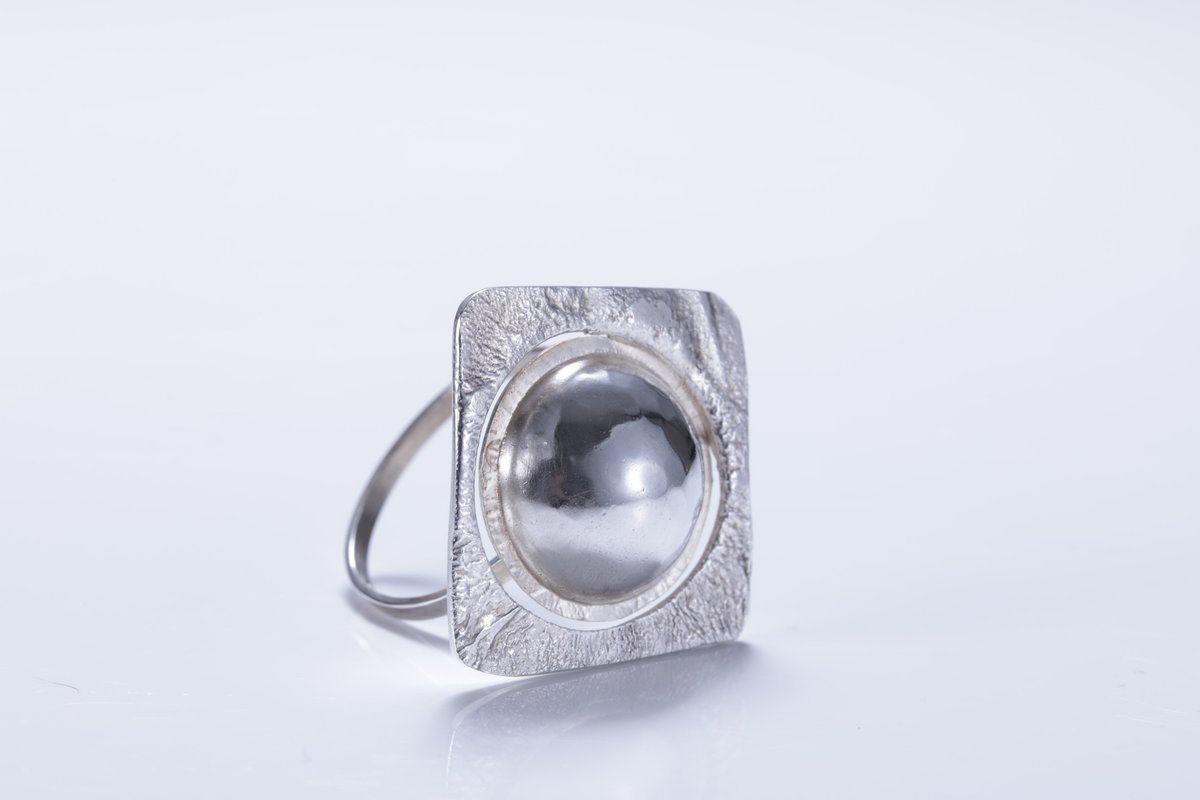 Square shaped textured silver ring the perfect special day ring, For handmade, textured and hallmarked silver jewellery visit  margaretgriffithsilverjewellery.com #sterlingsilver #Margriff #earlybiz #FCworkspace #etsy