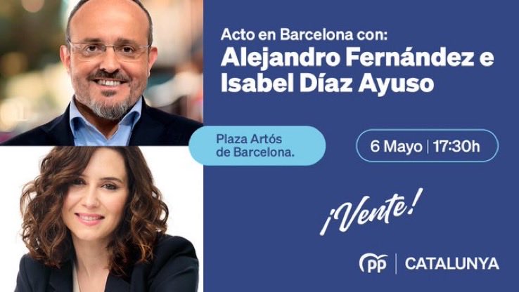 Lunes, 6 de mayo, con @IdiazAyuso en la Plaza Artós. Os esperamos!