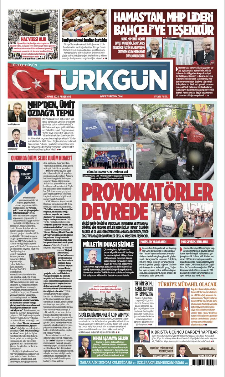 Gazetemizin 02 Mayıs 2024 Perşembe baskısını inceleyebilirsiniz... #Türkgün #turkgungazetesi