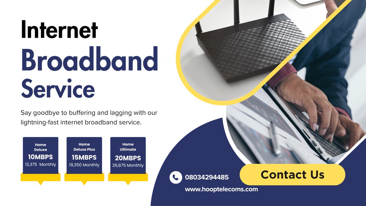 Experience lightning-fast speeds and seamless connectivity with our broadband internet service. Stay connected, stream & work without limits

Call 08034294485 now

#hooptelecoms #homeinternet #broadbandinternet #connectivity #Seamless #Dangote #Morayo #Fuel #Emefiele #JAMB #Dubai