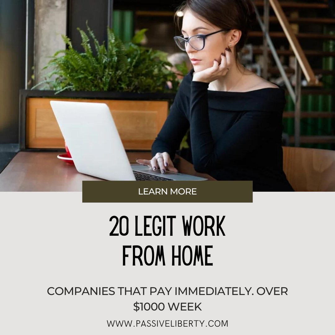 🏡Working from home just got better! Check out these 20 legit companies that pay immediately 💰 Earn over $1000 a week while enjoying the comfort of your own space.  #remotejobs #FinancialFreedom  #sidehustle #sidehustleideas #earnmoney #earnmoneyonline #jobsearch #remotework