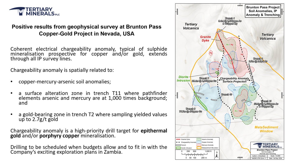 RNS Update: Tertiary Minerals announces positive results from geophysical survey at its Brunton Pass Copper-Gold Project in #Nevada, #USA. Click here to view: londonstockexchange.com/news-article/T… #TYM $TYM.L $TYM #exploration #mining #AIM