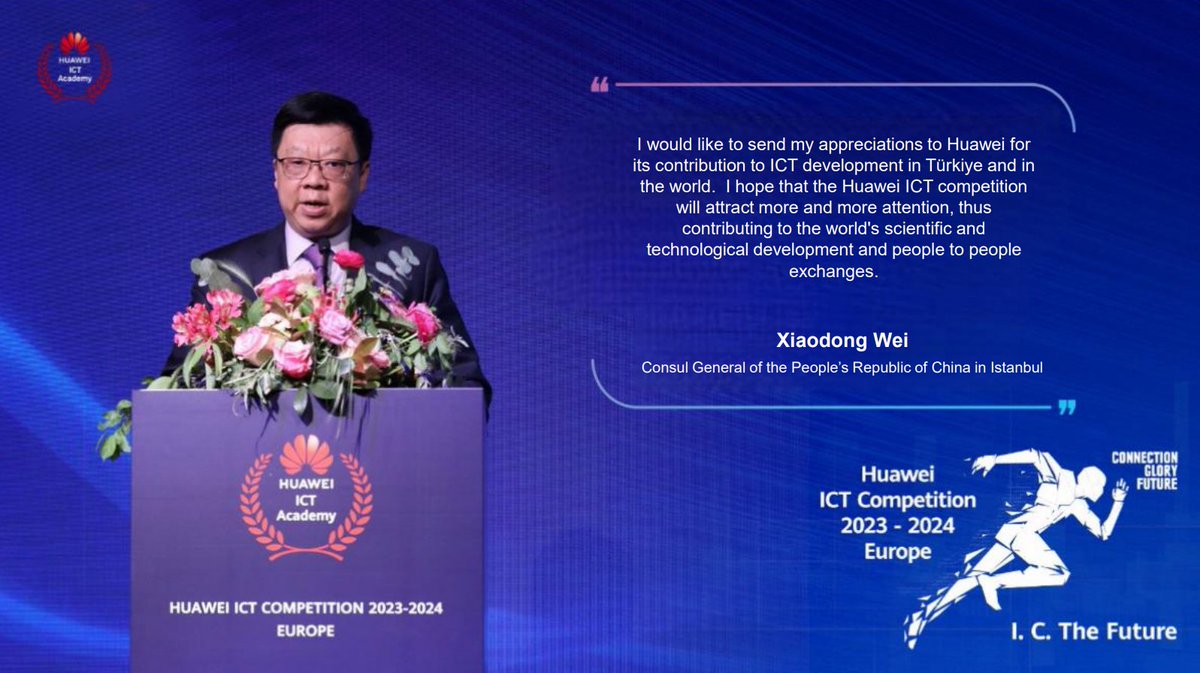 Xiaodong Wei, Consul General of the People's Republic of China in Istanbul, predicted that the #Huawei ICT Competition will attract more and more attention and contribute more to the world's scientific and technological development. For details, visit tinyurl.com/cx4rmp9m…