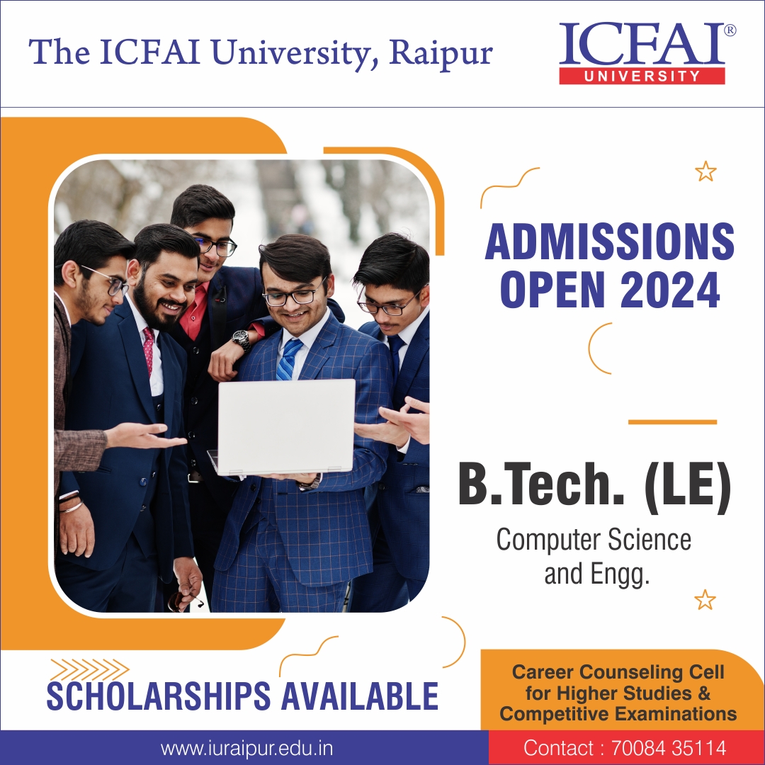 🎓 Exciting News! Admissions are now open for the B.Tech. (LE) program in Computer Science and Engineering for the year 2024!
🌐 iuraipur.edu.in/Admissions/202…
📞 Mobile No. : 70084 35114
#AdmissionsOpen #BTech #ComputerScienceEngineering #ApplyNow #topuniversity