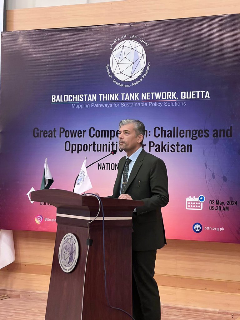 The speaker of the first session @BilalZubairButt shared his thoughts on the Global Hegemonic Tussle between the US and China: Fall Out and Emerging Dynamics #BTTN #BTTNSeminar