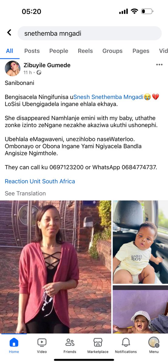 Yesterday Snethemba Mngadi kidnapped a baby she was babysitting. Please help retweet so he can be found 😢