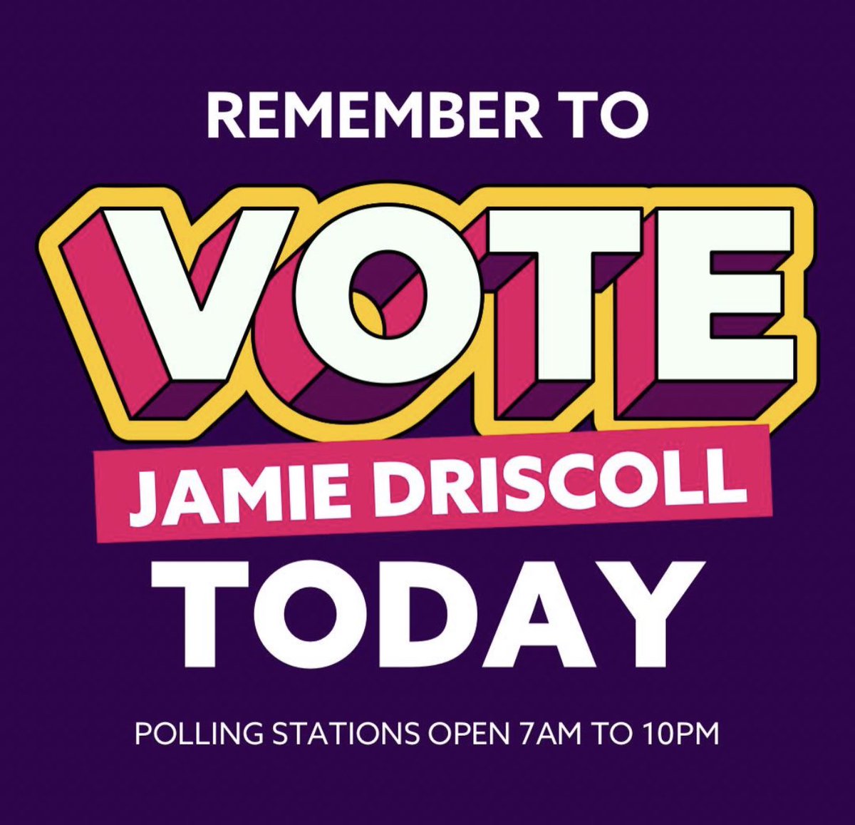 Jamie Driscoll is the Mayor people deserve. 

In the North East: vote today for the candidate who will work tirelessly ‘For The Many’ and not be subservient to Westminster. 

#LocalElections2024 

#Fighting4NorthEast 
#JD4IndyMayor