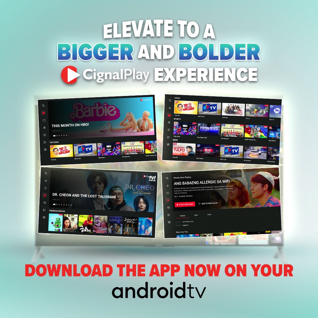 Your AWESOME entertainment expands to the TV!📲📺

Access #CignalPlay  effortlessly on ANDROID TV with LIVE TV channels and exclusive VOD content to watch right on the app!

#PlayingForAll