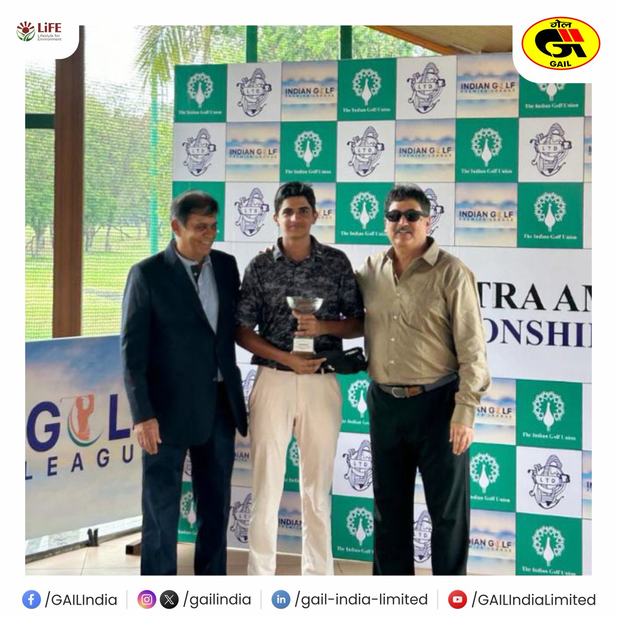 We are thrilled to announce that GAIL’s scholarship golf player, Rakshit Dahiya, won the prestigious IGU Maharashtra Amateur National Championship 2024. His impressive rounds of 72, 70, 69, 66 (-7) led him to triumph over a field of 112 players.  GAIL lauds Rakshit's performance.