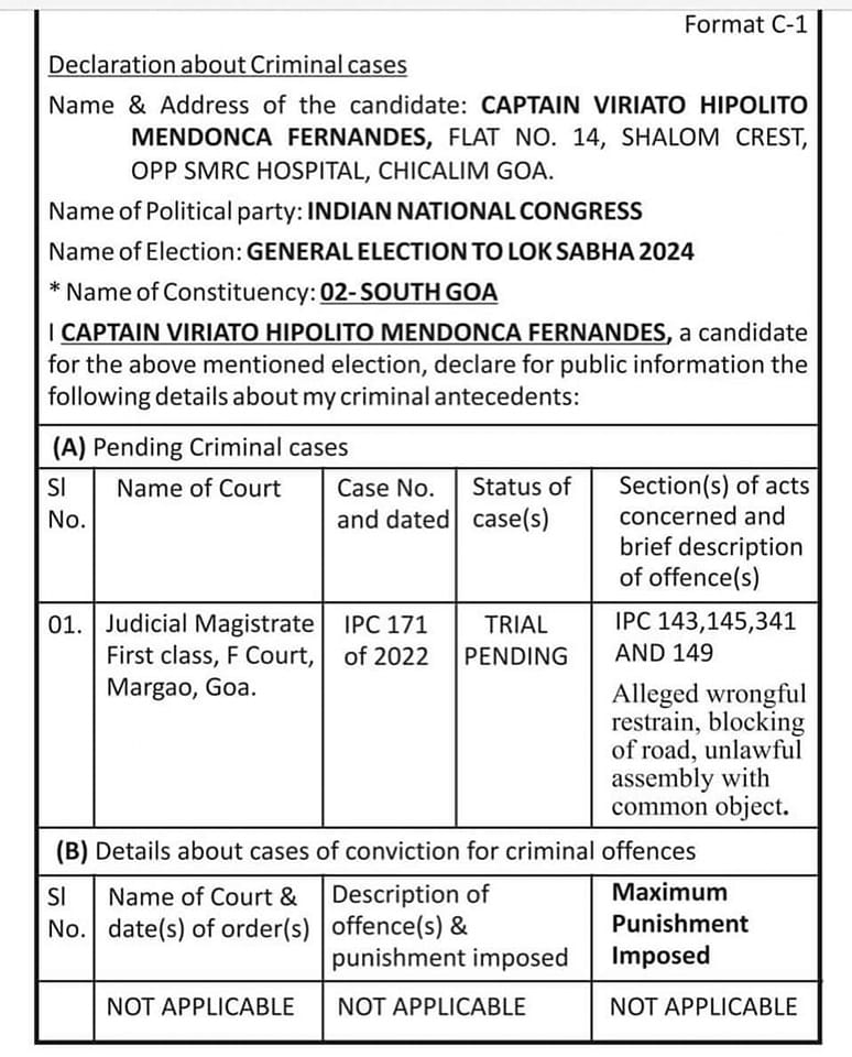 Publication of criminal case for information of voters regarding double tracking case at Chandor.