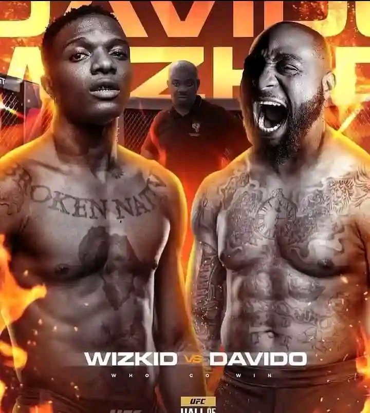 WIZKID VS DAVIDO😬‼️
 Wizkid and Davido have decided to take it to the ringas they are set to face each other in a UFC cage match with Don Jazzy as the referee, the winner win everything.

Who's winning this⁉️😳