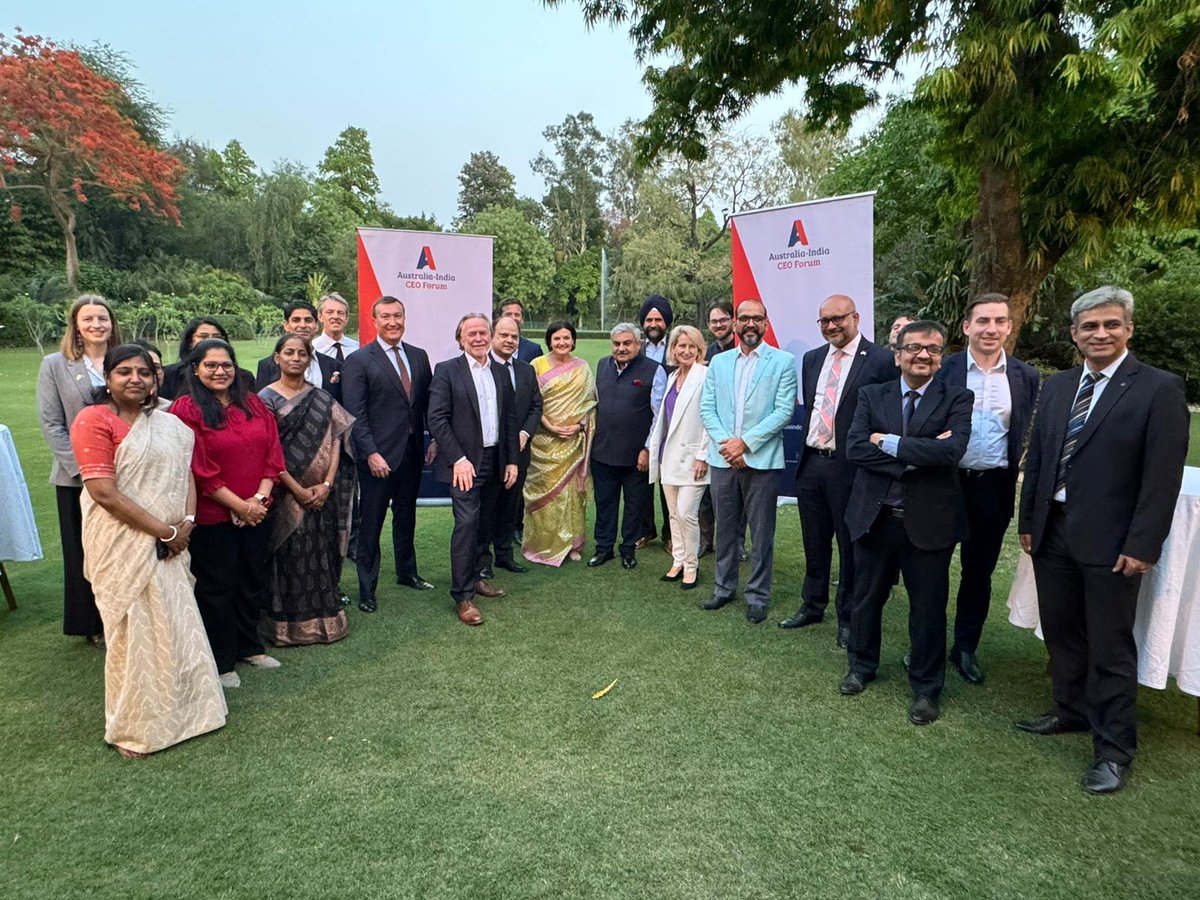 We mean business. The 🇦🇺 🇮🇳 CEO Forum, led by the @BCAcomau and @FollowCII, is hammering out new ways to take forward our eco and #trade partnership. #Education, #criticalminerals, digital, #agriculture, infrastructure. There’s a fair bit to do!