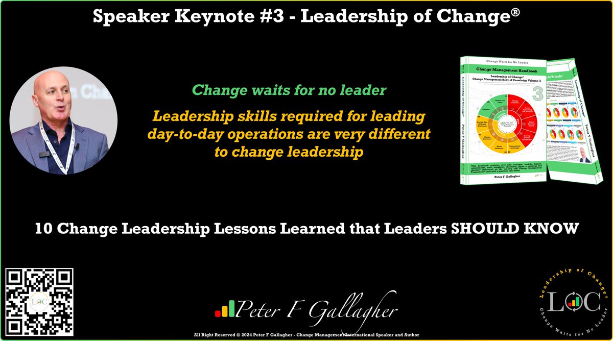 #LeadershipofChange Peter F Gallagher – Keynote Change Leadership 10 Change Leadership Lessons Learned that Leaders SHOULD Know Avoid organisational implementation failure #ChangeLeadership #ChangeManagement bit.ly/3dADjhx