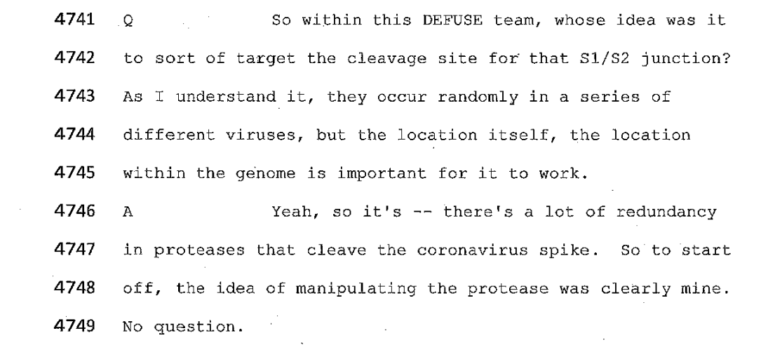 Baric admits that in the DEFUSE, the FCS insertion was his idea: